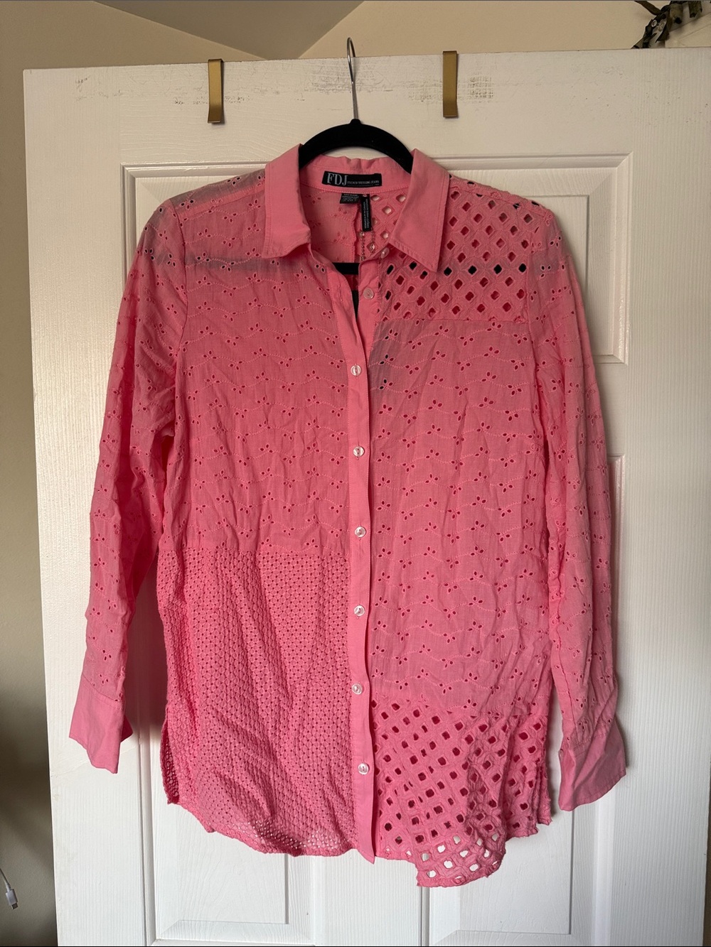 NDK Pink Eyelet Button-Down Shirt